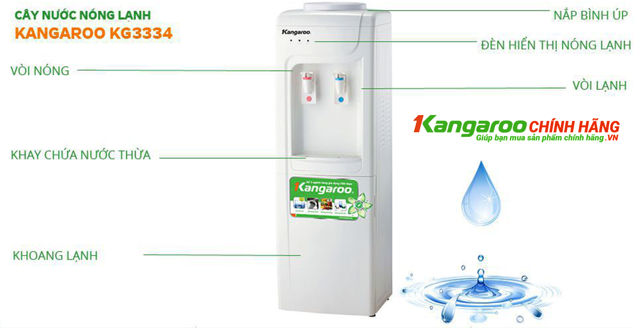 Tính năng Cây nước nóng lạnh Kangaroo KG3334