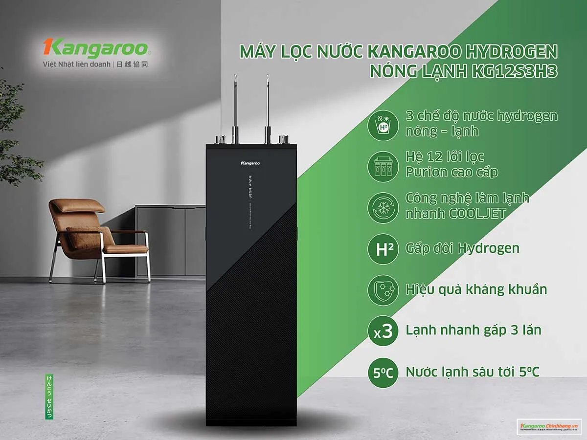 Máy lọc nước Kangaroo Hydrogen nóng lạnh KG12S3H3