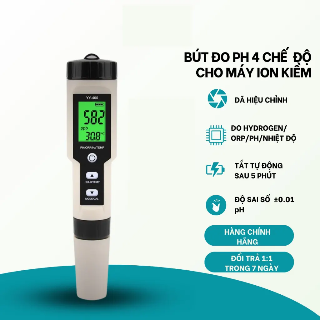 Bút đo nước ion kiềm Hydrogen đa năng 4IN1 dùng để đo pH/ORP/HYDRO/Nhiệt Độ