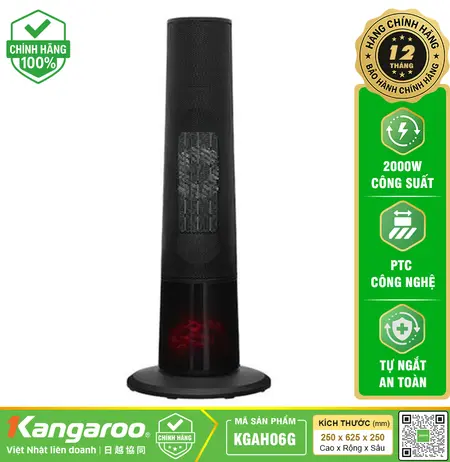 Máy sưởi gốm Kangaroo KGAH06G - 3 Chế Độ, Phù Hợp 20 m2