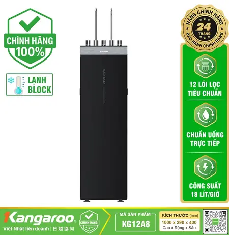 Máy lọc nước Kangaroo Hydrogen nóng lạnh KG12A8 - 12 lõi, Mẫu 2025
