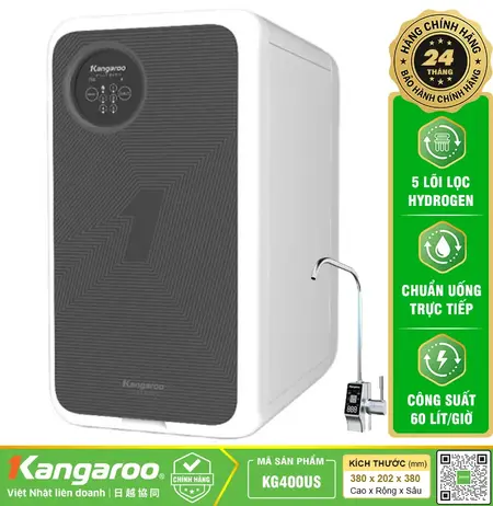 Máy lọc nước Kangaroo Hydrogen KG400US - Thông minh, Mẫu 2025