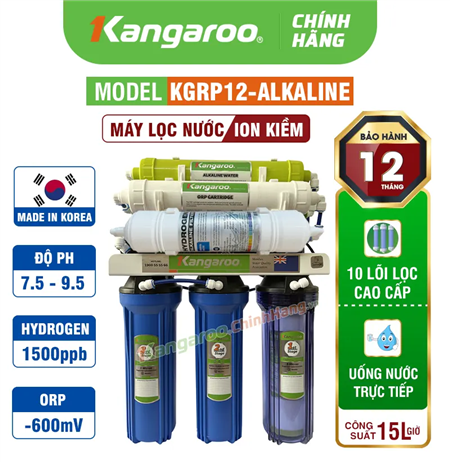 Máy lọc nước Hydrogen ion kiềm Kangaroo KGRP12-ALKALINE 10 Lõi