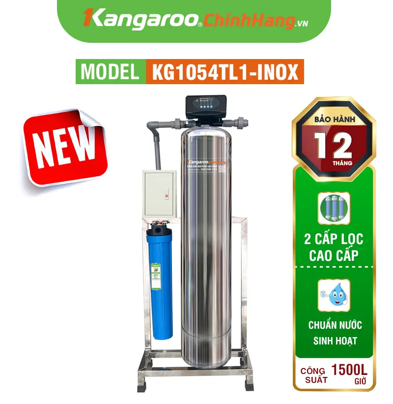 Bộ lọc tổng đầu nguồn gia đình KG1054TL1-INOX, Van tự động 