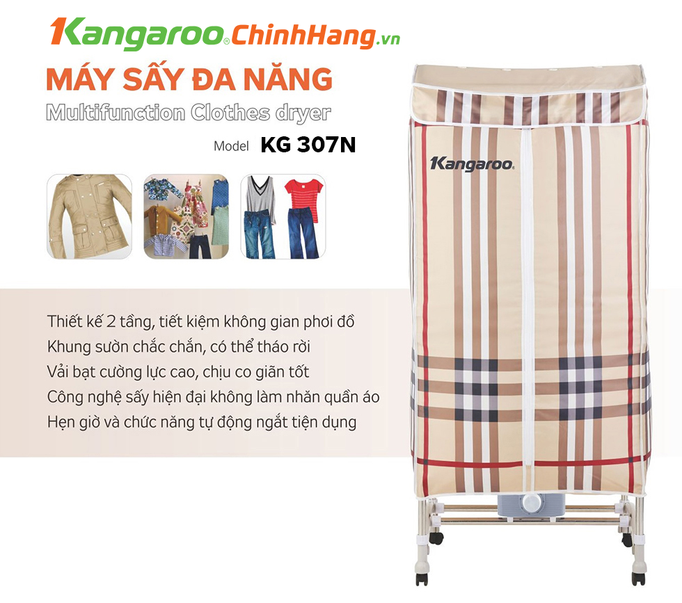 Máy sấy quần áo kangaroo KG307N