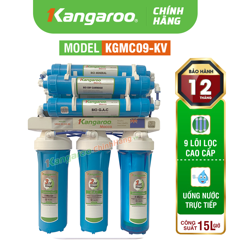 Máy lọc nước Kangaroo Macca KGMC09 9 lõi lọc không vỏ