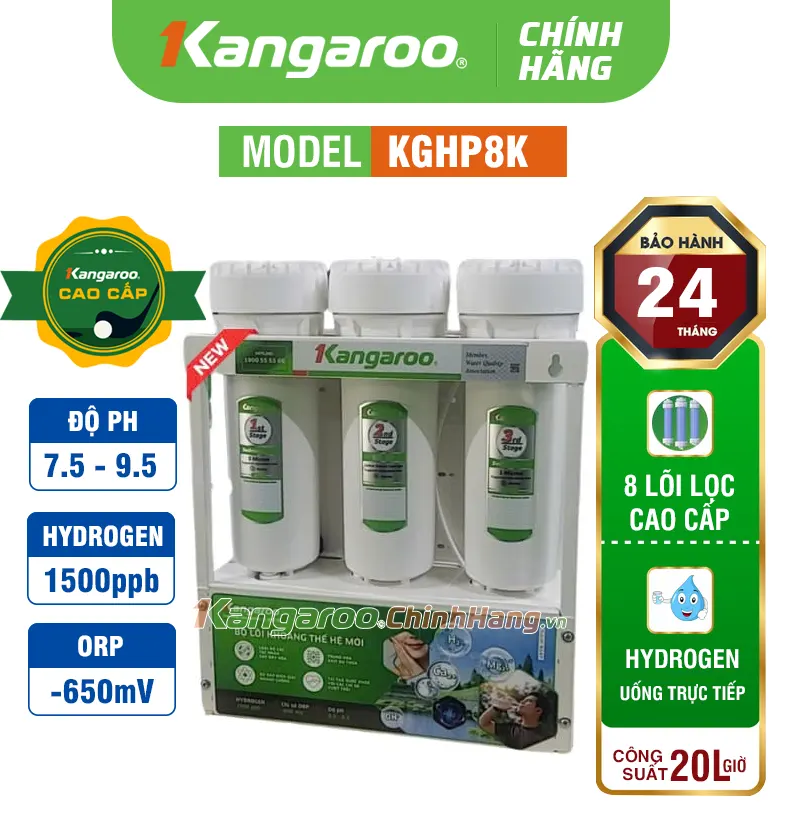 Máy lọc nước Kangaroo Hydrogen KGHP8K - 8 Lõi Mới 2025