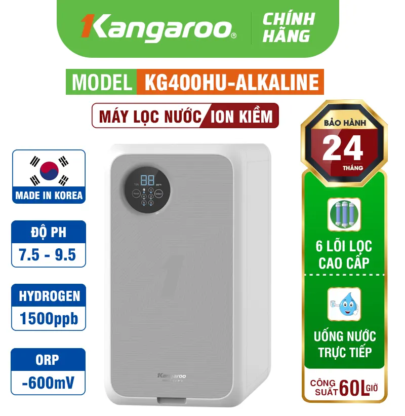 Máy lọc nước Hydrogen ion kiềm Kangaroo KG400HU-ALKALINE 6 Lõi