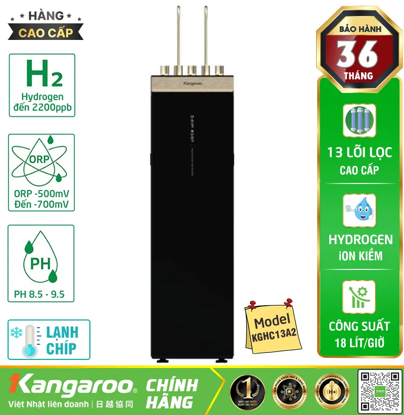 Máy lọc nước Kangaroo Hydrogen ion kiềm nóng lạnh KGHC13A2 