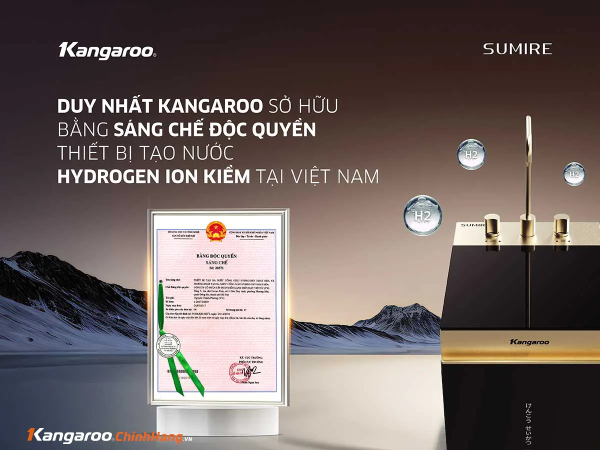 Máy lọc nước Kangaroo Hydrogen ion kiềm KGEP12A1 độc quyền hydrogen