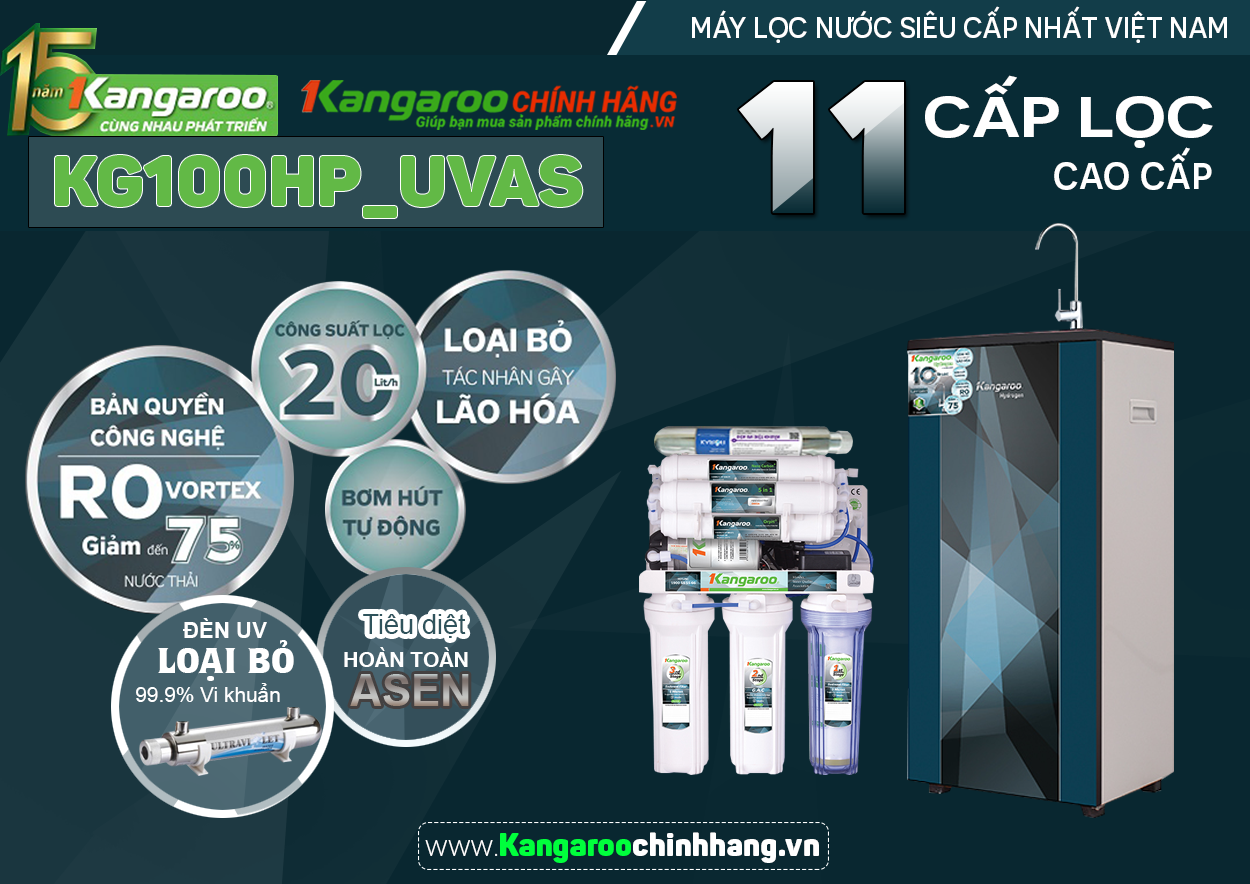 Máy lọc nước Kangaroo Hydrogen Plus KG100HP_UVAS Máy lọc nước Kangaroo Hydrogen Plus KG100HP_UVAS