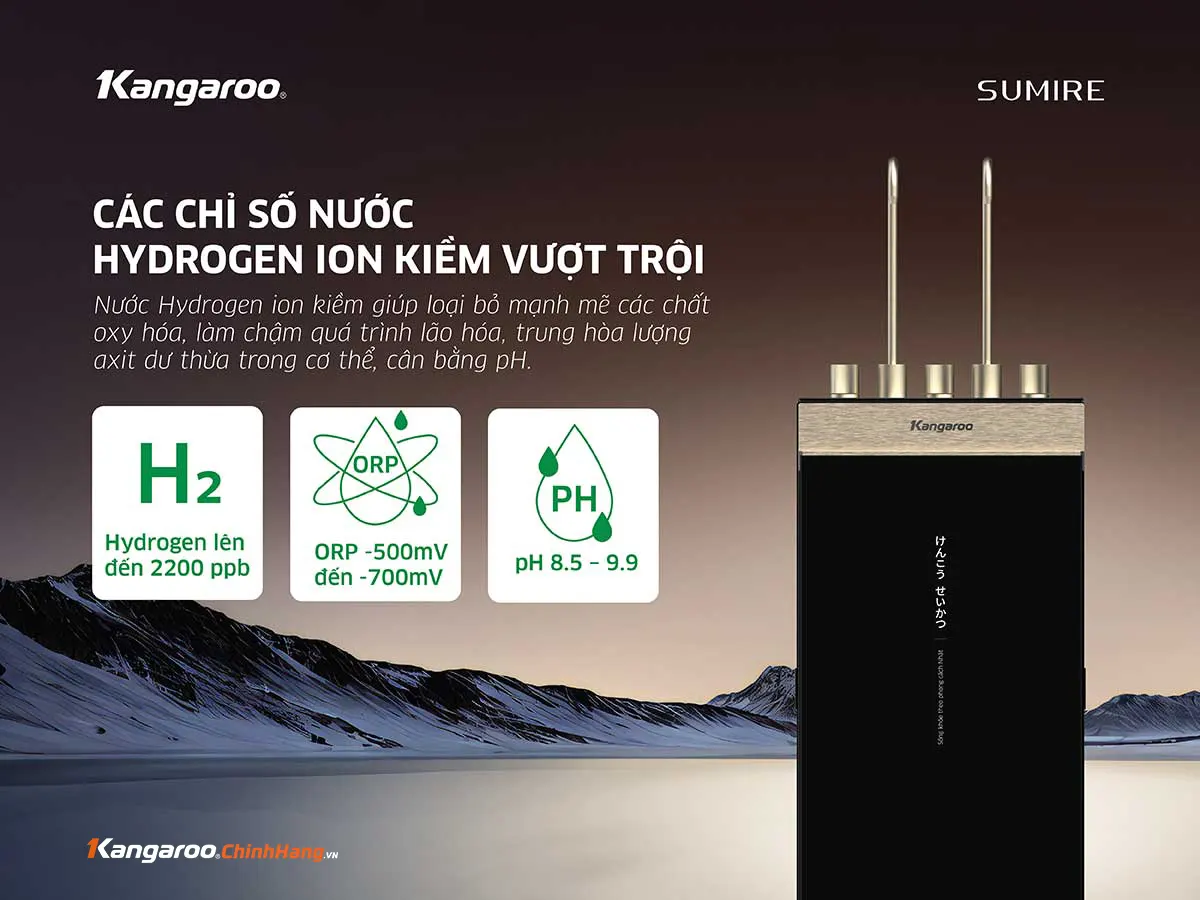 ​​​​​​​Máy lọc nước Kangaroo Hydrogen ion kiềm nóng lạnh KGHC12A3