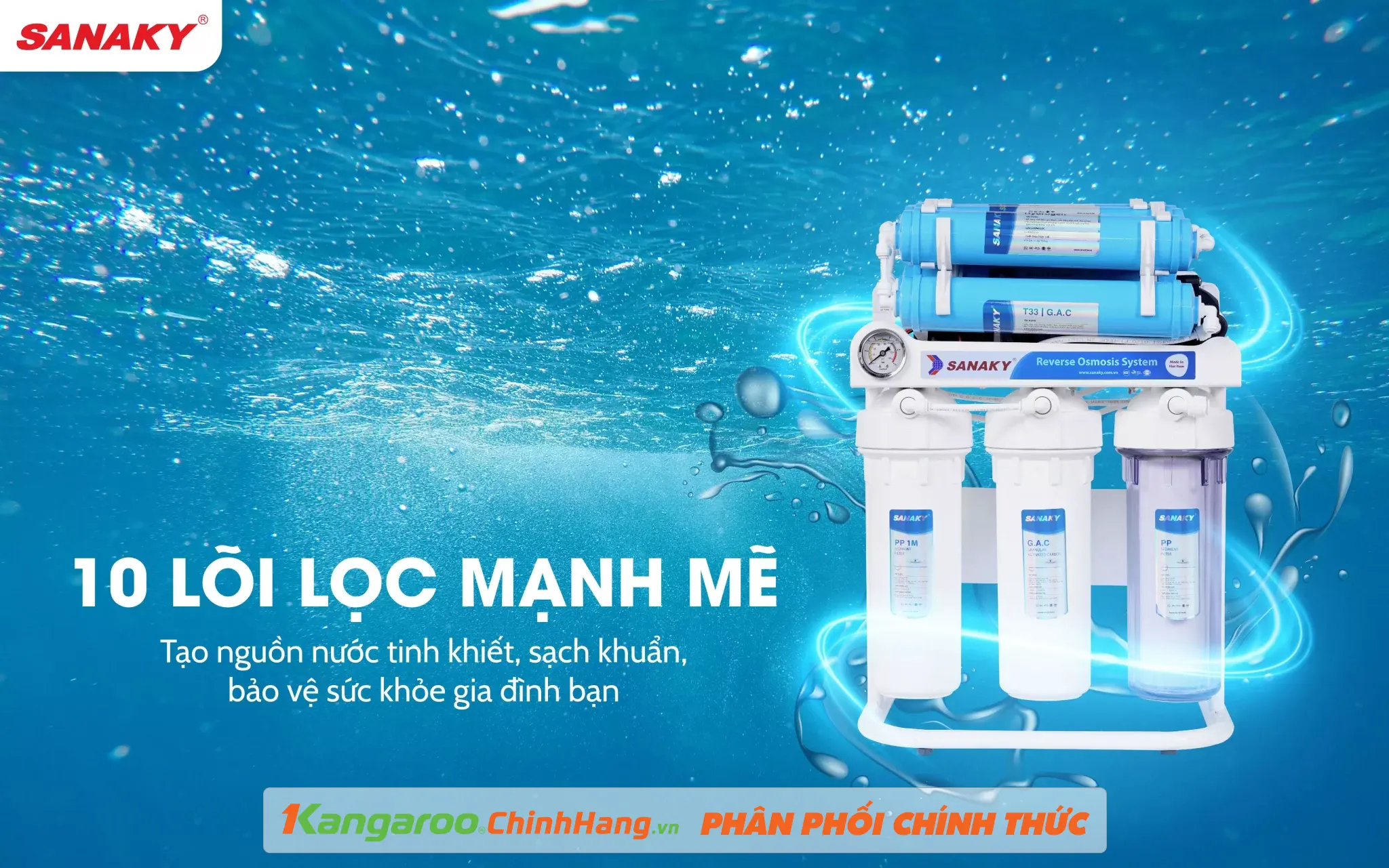 10 lõi lọc cao cấp Máy lọc nước Sanaky SNK-US2310