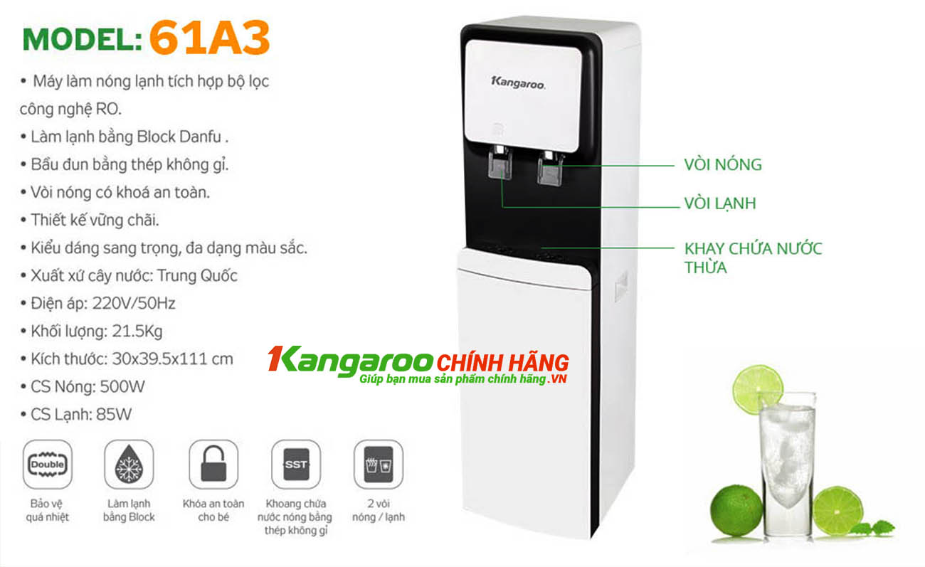 Tính năng Cây nước nóng lạnh Kangaroo KG61A3