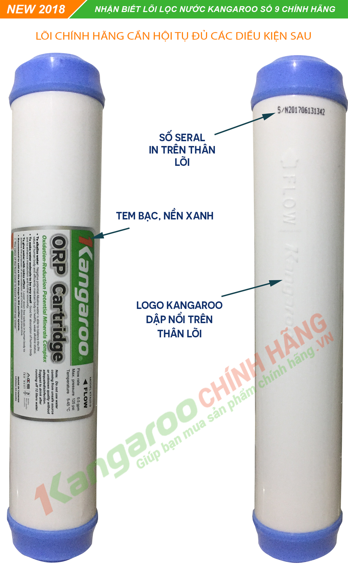 Nhận biết lõi lọc nước Kangaroo số 9 chính hãng Nhận biết lõi lọc nước Kangaroo số 9 chính hãng