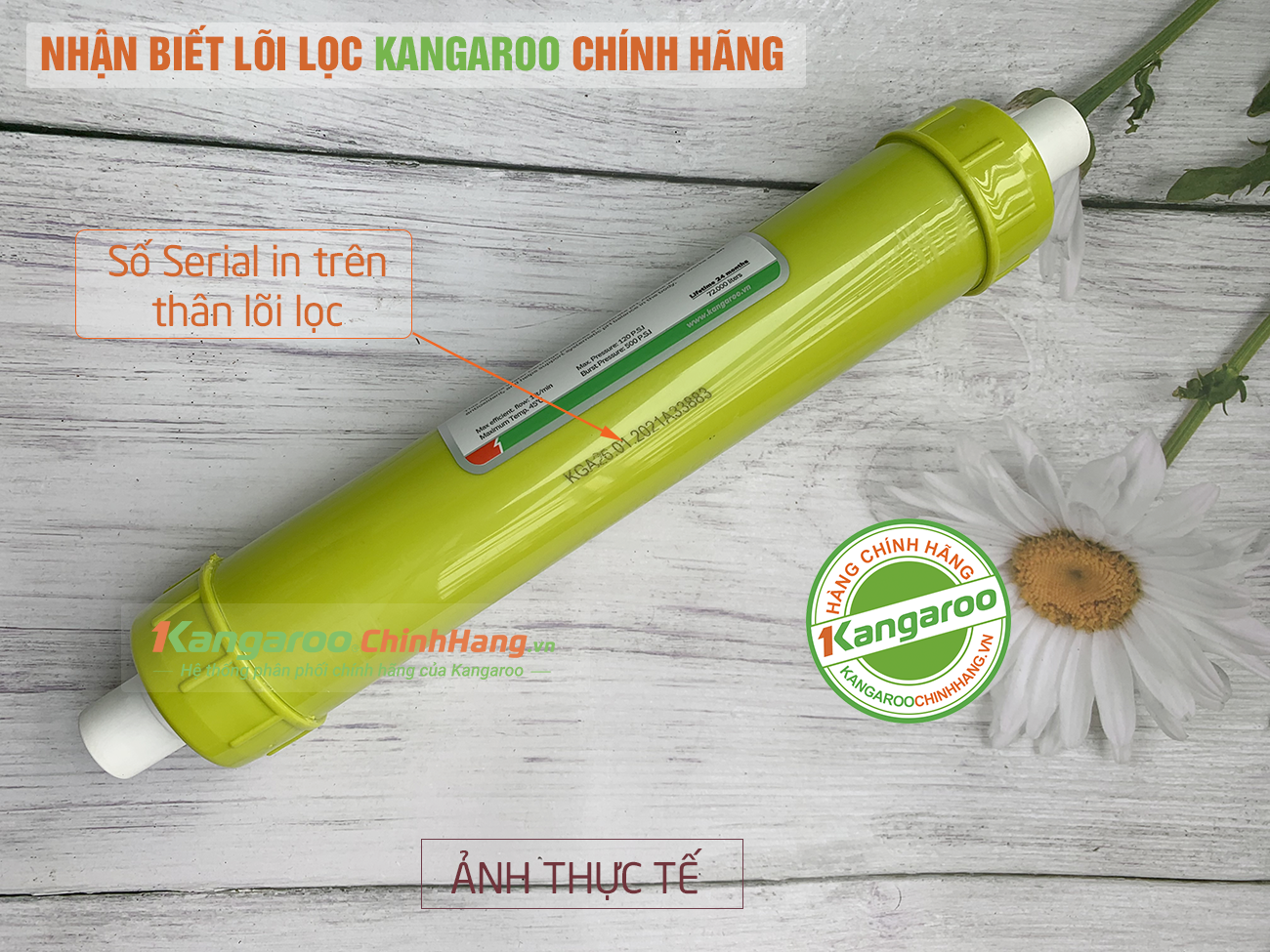 Nhận biết lõi lọc nước Kangaroo số 7 Alkaline chính hãng