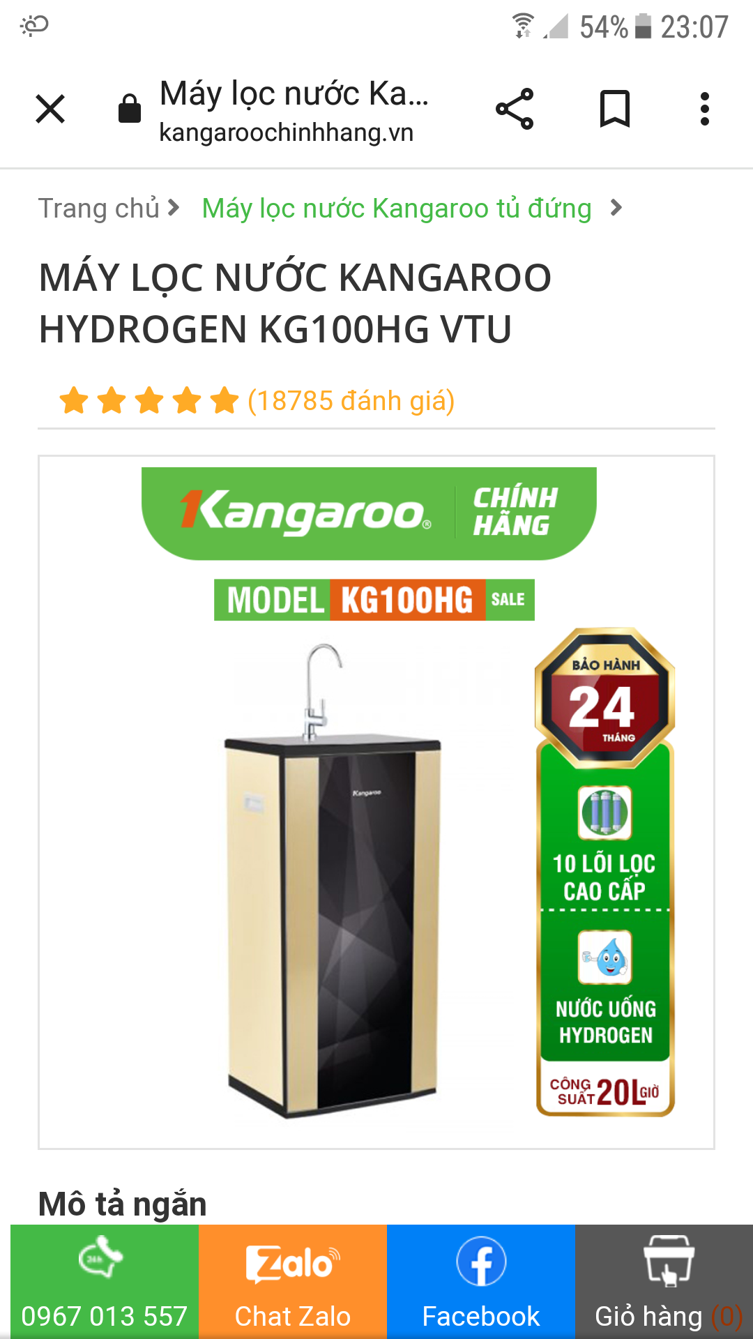 Máy lọc nước Kangaroo Hydrogen KG100HG VTU