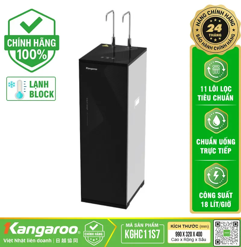 Máy lọc nước Kangaroo Hydrogen ion kiềm nóng lạnh KGHC11S7