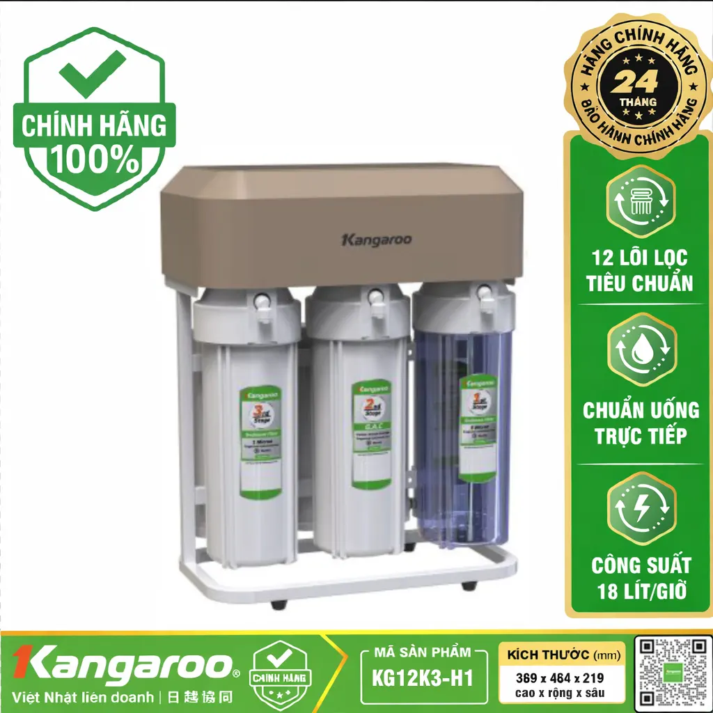 Máy lọc nước Kangaroo Hydrogen KG12K3-H1 MẪU MỚI 2026